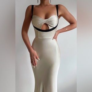 Jaus KELSEY MIDI DRESS - BLACK/CHAMPAGNE